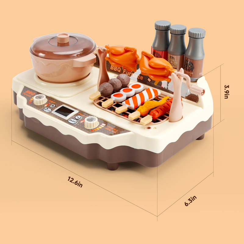 Pretend Kitchen Cooking Set, Grill Hot Pot Play Preschool Kitchen Set