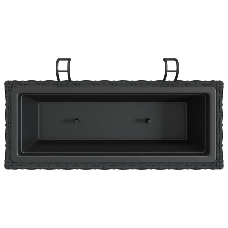 Planter PE Rattan Medium Hooks Planter Trapezoidal, 7.1" H x 21.3" W x 8.7" D, Black