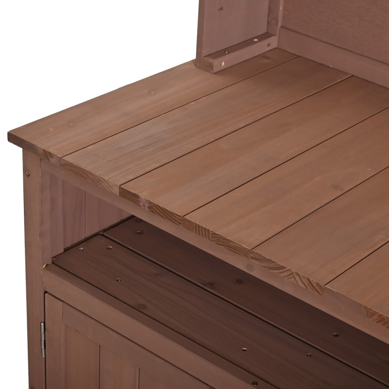 Grand banc de rempotage en bois de sapin, Brown
