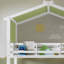 White & Green Canopy Bunk Bed With Bookcase Guardrail - Space-saving Loft Bed For Teens