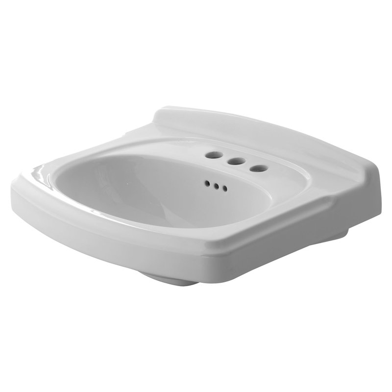 Lavabo de salle de bain rectangulaire en céramique avec trop-plein townsend Portsmouth, Central de 4 po, Blanc