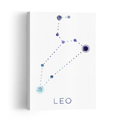 Watercolor Leo Constellation Contemporary Wall Art Print 1 Piece Wrapped Canvas Wall Art