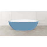 Barcelona 70.875" x 34.125" Freestanding Soaking Bathtub in Volcanic Limestone with Overflow Hole