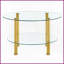 Table basse contemporaine en verre trempé à double couche avec pieds dorés, facile à nettoyer et amp; Rangement ouvert-950053382