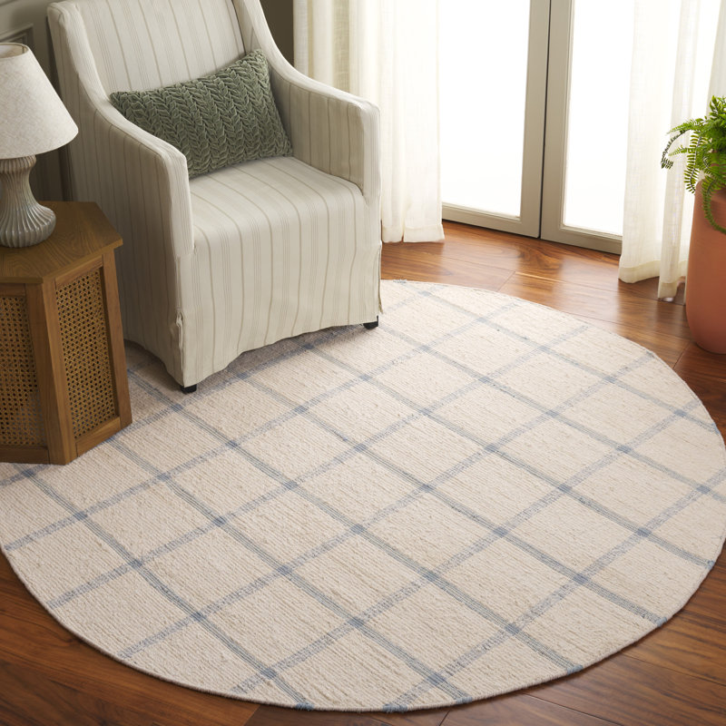 Tapis Montauk 322 ivoire / bleu, Rond 6 pi