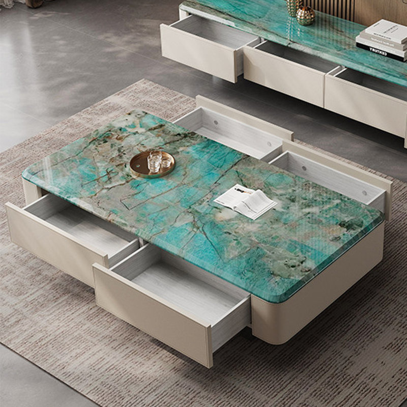 Table basse Luxury-lite rectangulaire en marbre, H 15,7 po x L 51,2 po x l 27,6 po