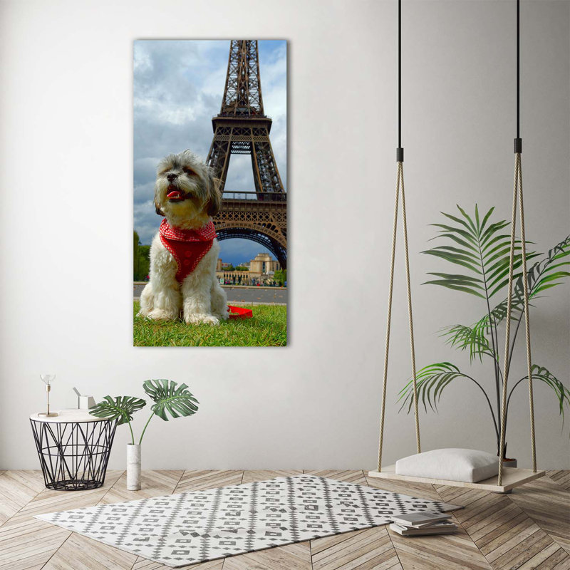 Dog In Paris - Wrapped Canvas Print