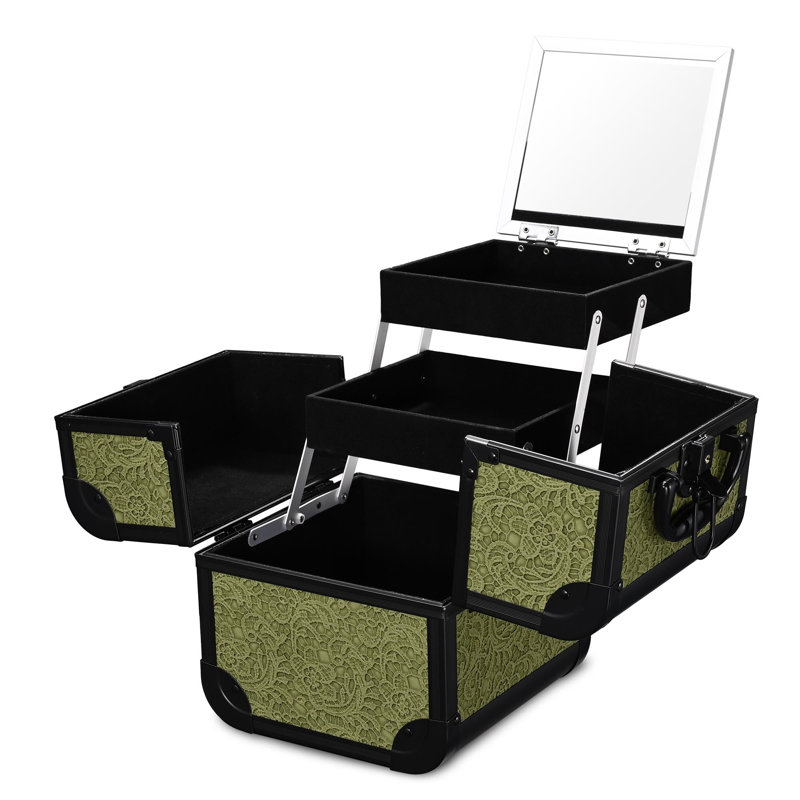 Organisateur de maquillage pour trousse de maquillage House of Hampton® avec artiste miroir, Mousse rococo