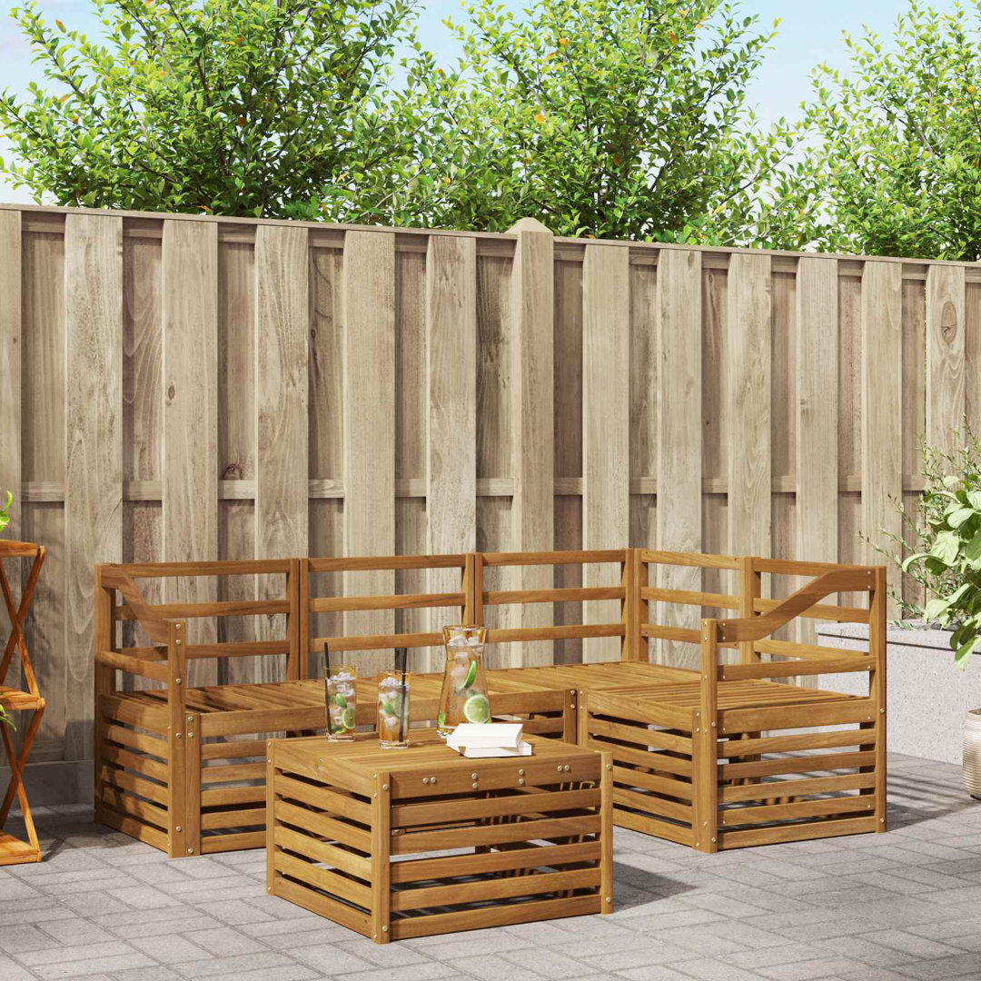 Outdoor Sofa Set 5 Pcs Solid Acacia Wood Garden Furniture Patio Seating