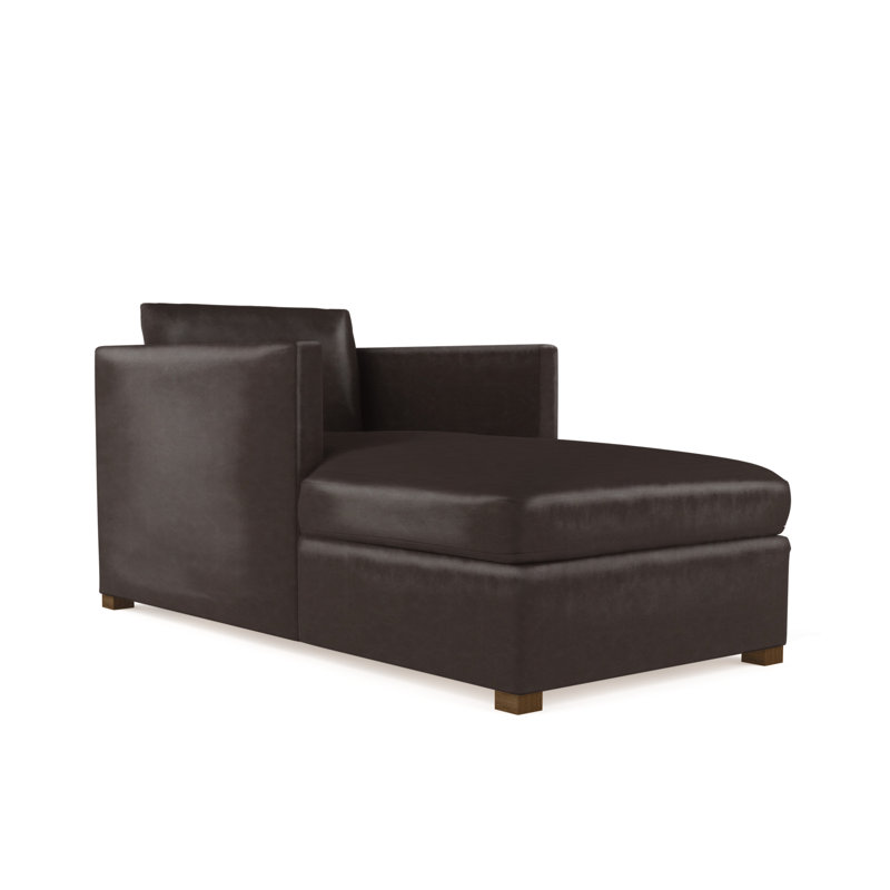 Chaise longue Madison, Brun foncé, Cuir vieilli noir Jack
