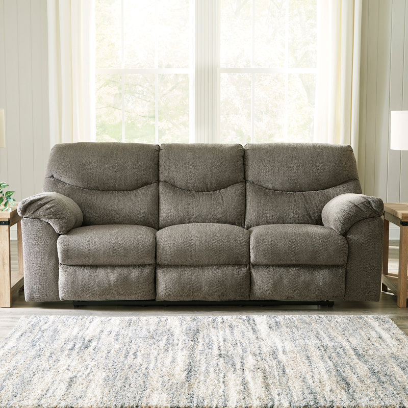 Alphons 93'' Upholstered Reclining Sofa, Gray 100% Polyester