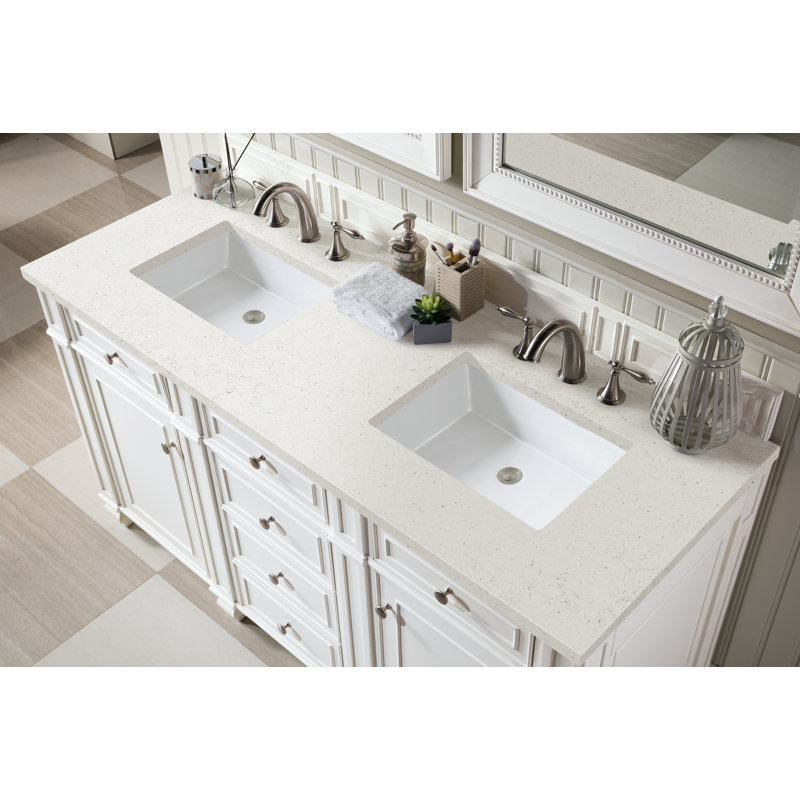 Bristol 60'' W Double Vanity, Bright White, Lime Delight, 8" Widespread