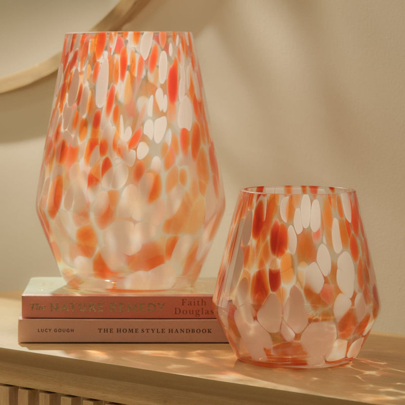 17cm Glass Vase - Paprika Confetti, 17" H x 17" W x 17" D