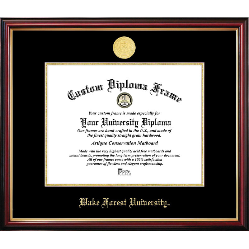 Cadre de petit diplôme de l'Université Wake Forest, NCAA Wake Forest, L 14 po x H 11 po