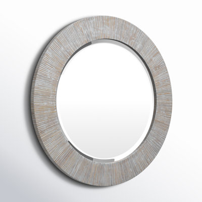 Wood Round Wall Mirror