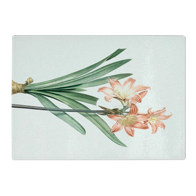 Tempered Glass Amaryllis Flowers by Pierre-Joseph Redoute Chopping Board