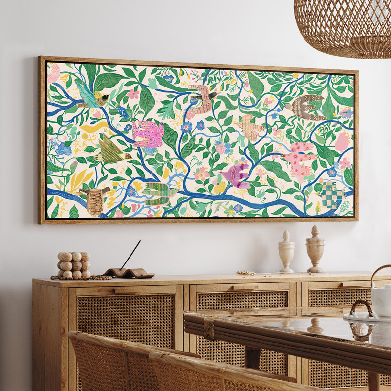 «Abstract Botanical Vine Extra Large», reproduction d'art sur toile encadrée, H 30 po x l 60 po, Naturel