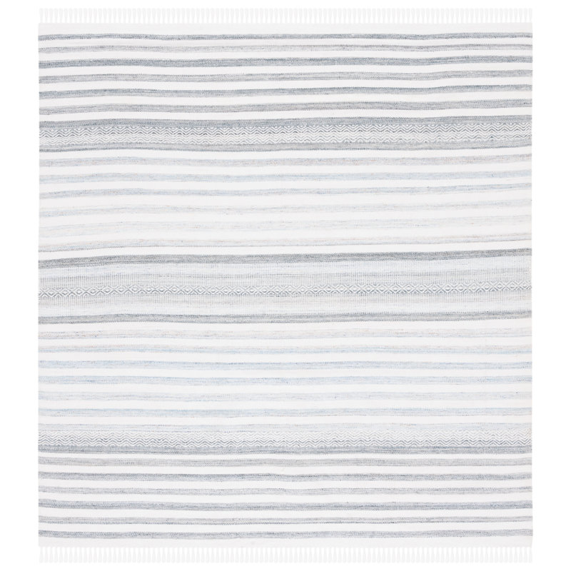 Mariselys Hand Woven Performance Striped Rug, Square 6'