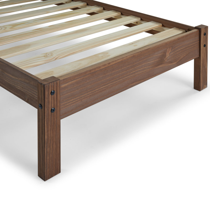Lit plateforme en bois massif Wiete, Simple, Acajou