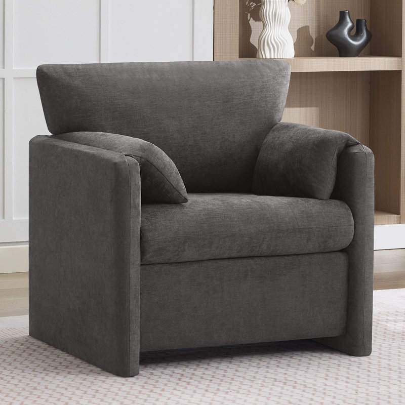 Fauteuil d'appoint surdimensionné en chenille 32,7 po, Gris foncé