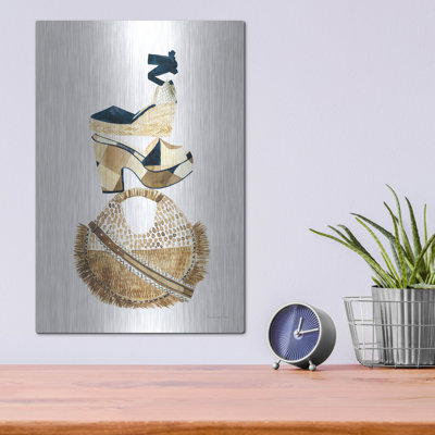  «Beach Glam 2 Navy» par Mercedes Lopez, art mural en métal 12 po x 16 po
