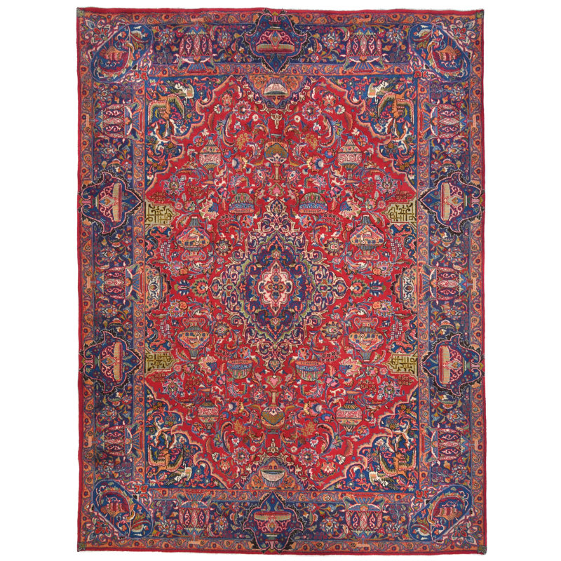 Tapis oriental rouge unique 10X13 One-of-a-Kind