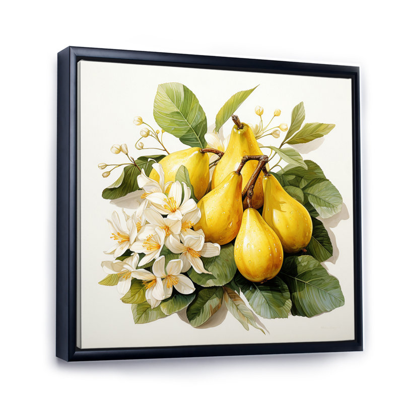 Vibrant Pears, reproduction d'art sur toile, H 30 po x l 30 po x P 1 po, Cadre flottant noir