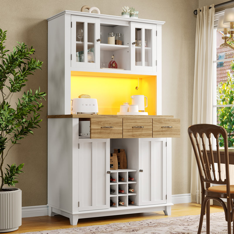 180cm Kitchen Pantry, White/Natural