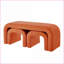 Ensemble de 3 repose-pieds en U modernes pour vestibule, chambre à coucher, salon | Sherpa en bois massif | Teddy orange-753048260