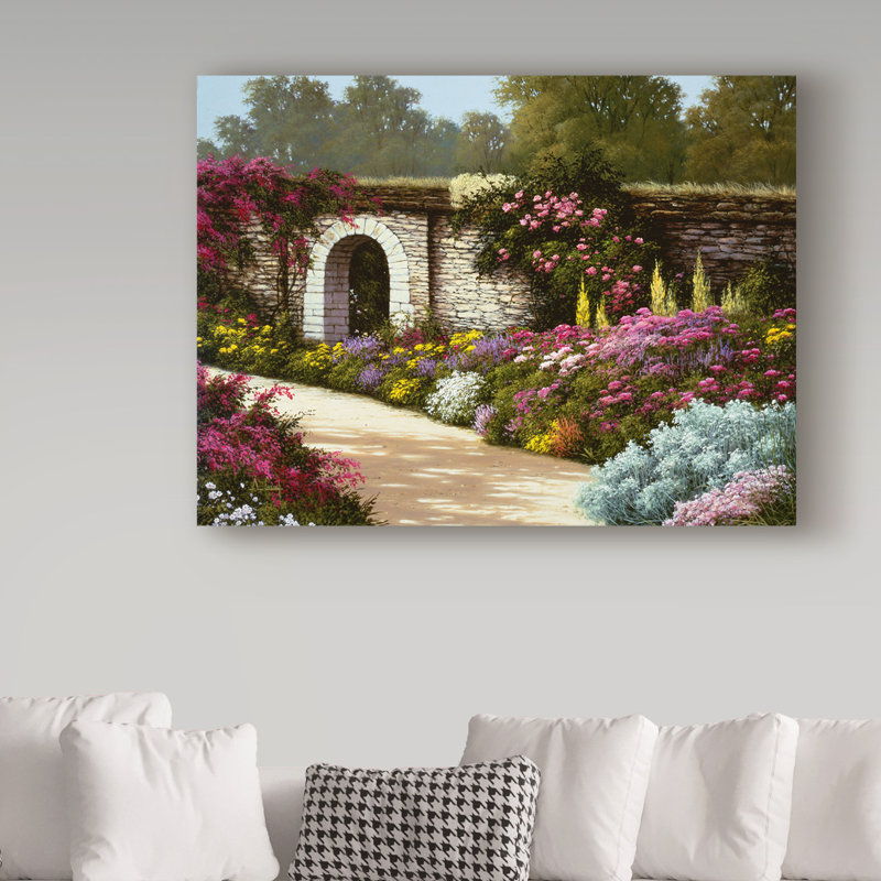 Fikes «Garden Scene 14», reproduction de peinture à l'huile sur toile tendue, H 18 po x l 24 po
