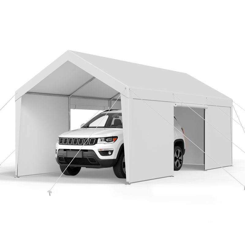 Abri d'auto robuste pour l'extérieur avec parois latérales gris Carport