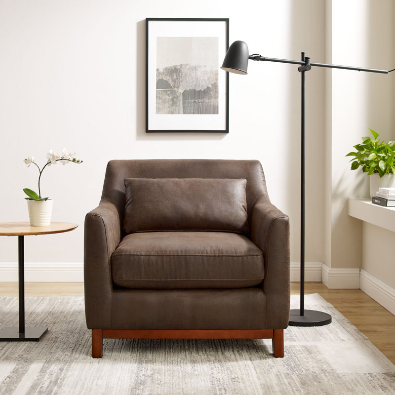 Fauteuil l 31,65 po Congdon, Similicuir brun foncé