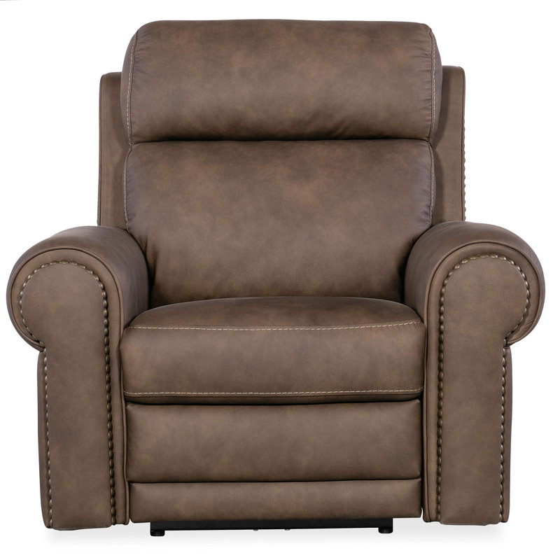 Diarmit Upholstered Power Recliner with Articulating Headrest and Lumbar Support, Dark Brown