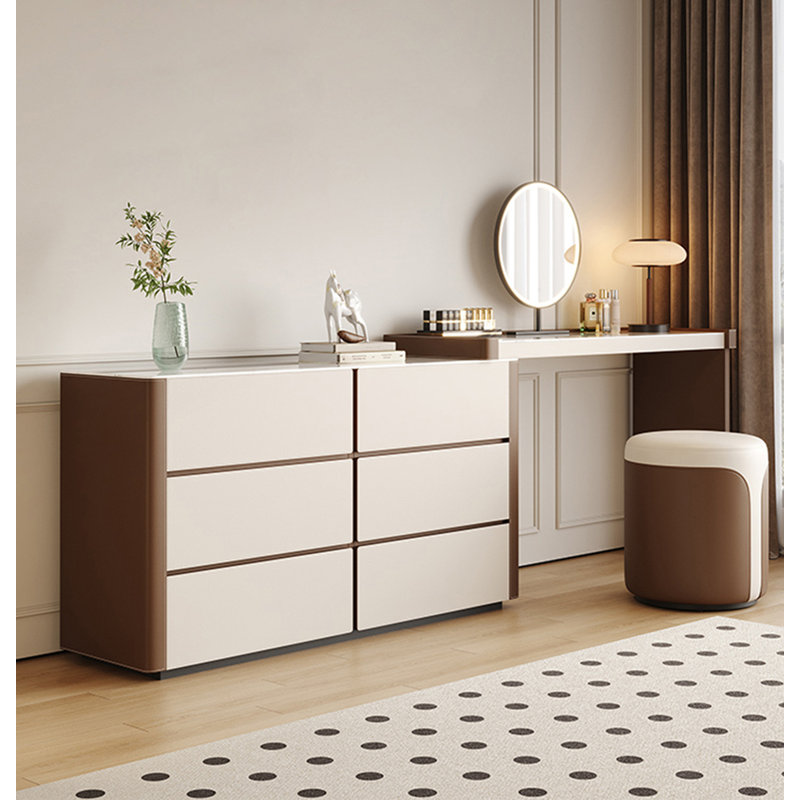 Coiffeuse, coiffeuse et armoire de rangement en cuir minimaliste moderne