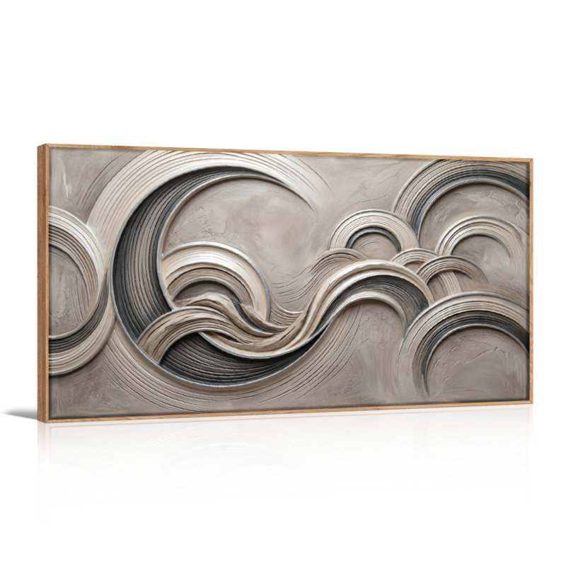 Ensemble de 1 tableau sur toile à motif de vagues, L 58 po x H 28 po, Naturel