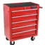 Armoire à outils à 5 tiroirs avec serrure et pivot - Acier enduit rouge pour le garage-1881292192