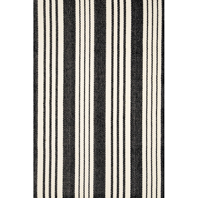 Birmingham Black Handwoven Cotton Rug, Rectangle 9' x 12'