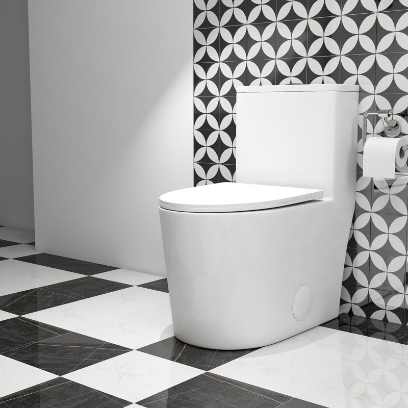 Toilette allongée en céramique une pièce à double chasse 1,1 / 1,6 GPF, 12 po
