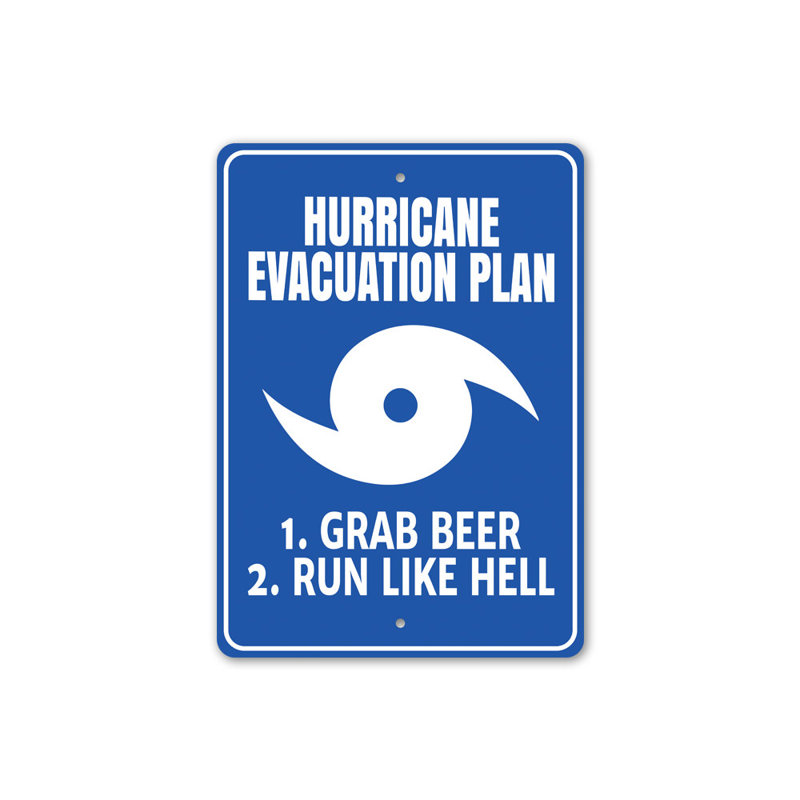 Plaque en aluminium Hurricane Evacuation, H 18 po x l 12 po x P 0,06 po