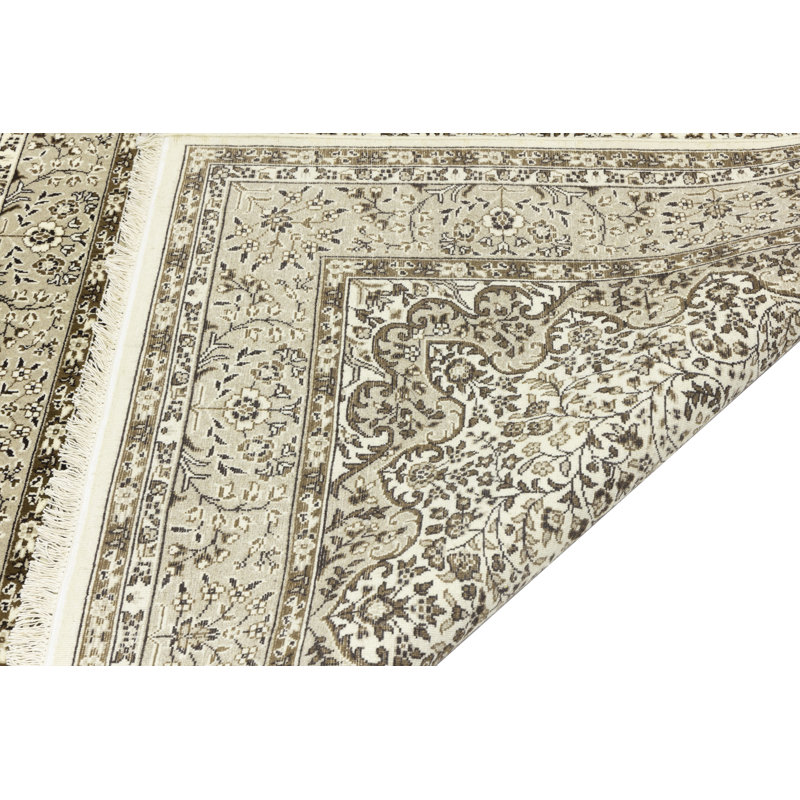 Cream Traditional 6X8 Indo Kerman Oriental Area Rug