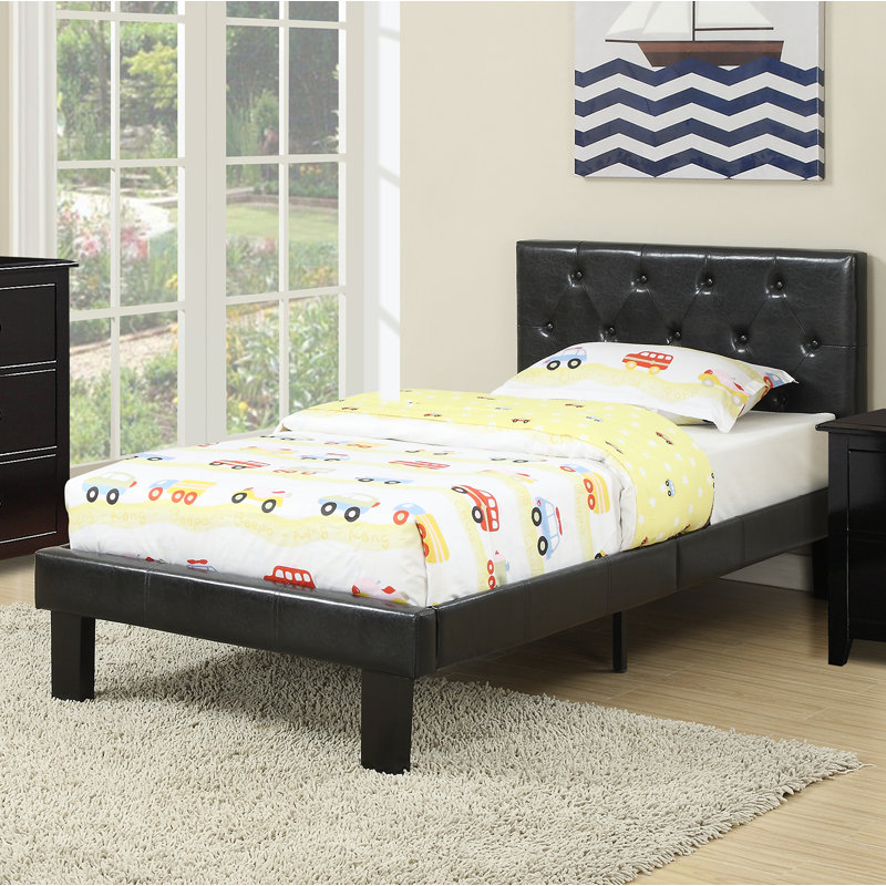 Lit plateforme tapissier Robbyn, Simple, Noir