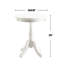 Table d'appoint style chalet blanc, piédestal rond blanc, plateau en bois, 4 pieds en bois massif, tablier