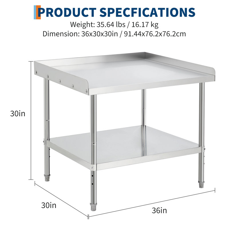 Table de support en acier inoxydable à 2 niveaux certifiée NSF