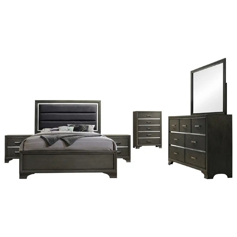 Mithun Platform 6 Piece Bedroom Set, Très grand