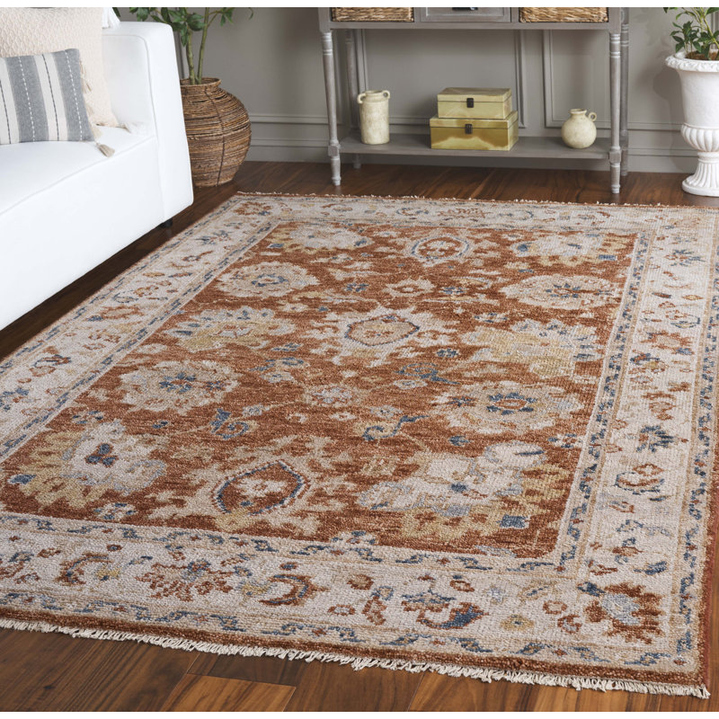 Samarkand 185 Area Rug In Rust / Beige, Rectangle 10' x 14'
