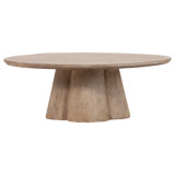 Sylmar 42" Round Reclaimed Pine Modern Coffee Table with 4 Clover Pedestal Base