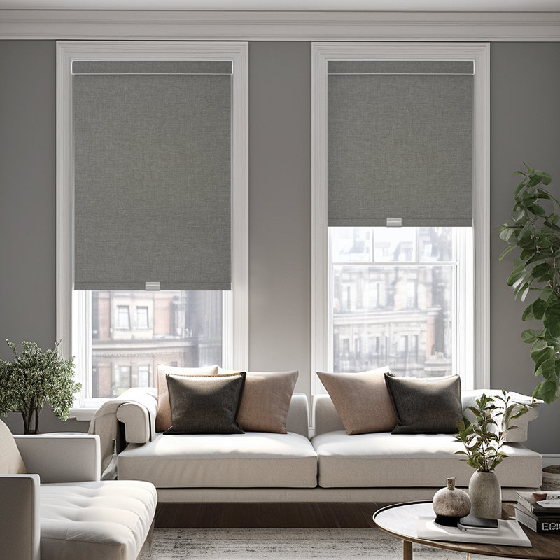 Blackout Roller Shades For Windows Cordless Linen Fabric Roller Blinds For Window Thermal Insulated Fabric UV Protection Window Shades For Home,Blackout,