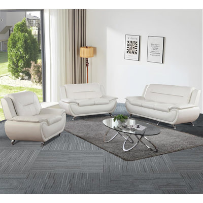 3-piece Faux Leather Couch Living Room Sofa