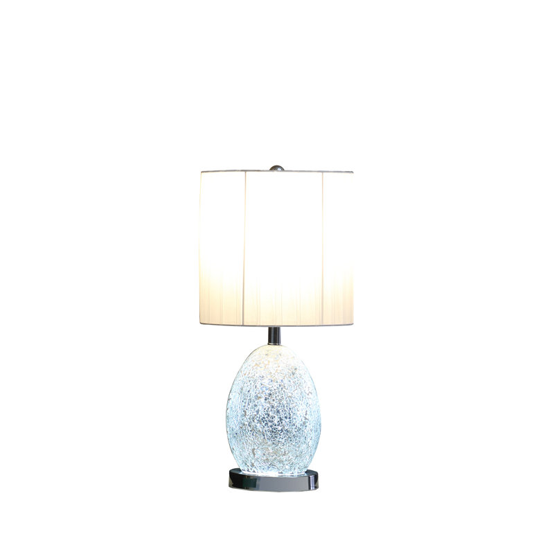 Lampe de table à miroir en verre blanc lustré 20 "avec veilleuse