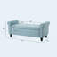 Banc de rangement en tissu avec accoudoirs roulés et capitonnage à boutons, bleu clair